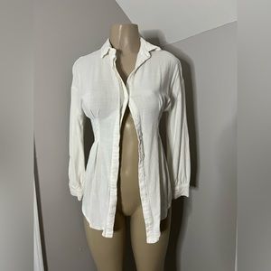 White fox button up dress/shirt